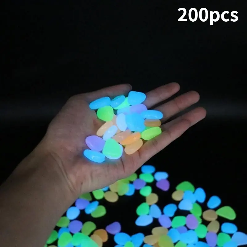 200pcs Luminous Glow Artificial Stone Pebbles, Decorative Aquatic Stones for Aquariums & Gardens, Aquarium Supplies, Fish Tank Decor, Enhance Your Water Feature Aesthetics, Decoration, Fish Tank Decorations