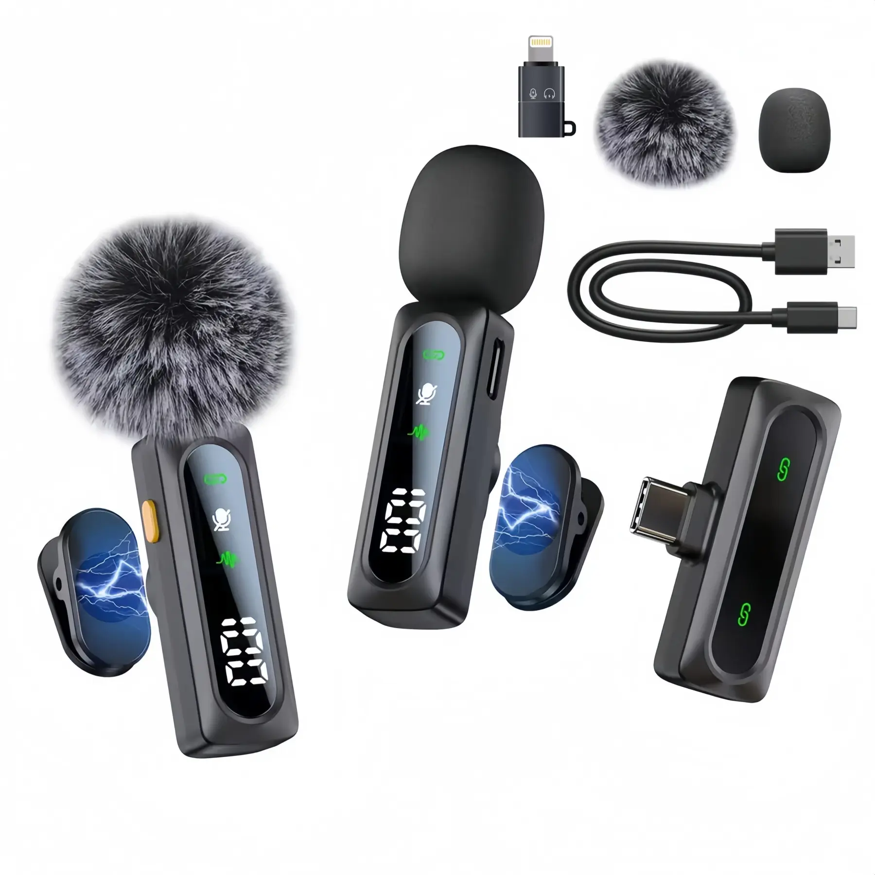 Professional Rotatable Stable Lavalier Microphone - Portable Audio Mic for Phones & Electronics with Battery Level Display, Long Battery Life, Clear Sound Reception, Easy Operation