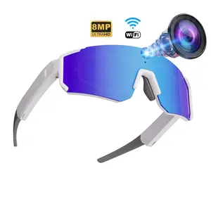 HD 1200P Video Smart Glasses, Hands-free Recording Sunglasses, 8MP Camera Anti-Shake Dual Stabilization (Physical + EIS )Sports Glasses ,BT Call Music Control AI Translation 260Mah Battery IP64 Waterproof AI Glasses