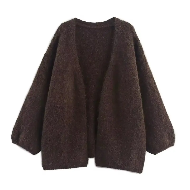 Rae Fuzzy Cardigan in Mocha - Cozy Fuzzy Cardigan for Women