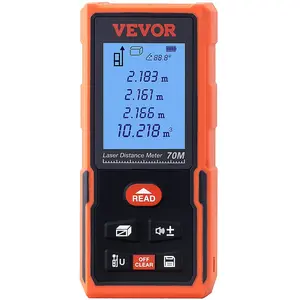 Summervibes VEVOR Laser Measure, 229 ft, ±1/16'' Accuracy Laser Distance Measure with 99-Group Storage, ft/m/in/ft+in, 2'' Backlit LCD Screen Laser Meter, Pythagorean Mode, Measure Distance, Area and VolumeVEVOR Super Brand Day