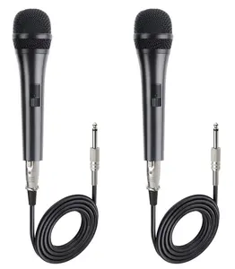 2-Pack Cardioid Dynamic Vocal Microphones with 15 ft , 6.35mm Wired Microphone for Singing/Singing Machine Karaoke Microphone