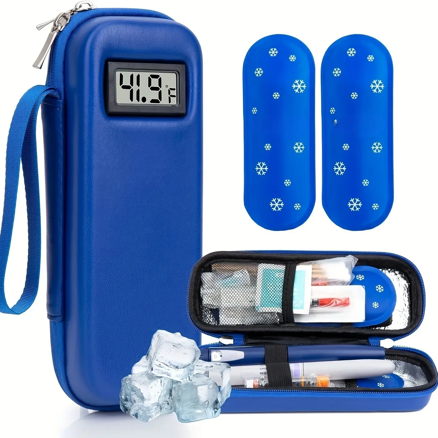 Portable Thermal Insulated Insulin Cooler and Warmer Bag, Foldable Ice Retention Cooler Travel Case with Zip Closure, Temperature Monitor Display for Travel Organization, Travel Bag Organizer, Airplane Travel Accessories