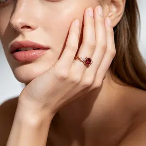 apanese Style Luxury Garnet Ring for Women |   S925 Silver Square Cut Garnet Ring, Ins Fashion Dainty Stacking Band, Birthday Gift for Her