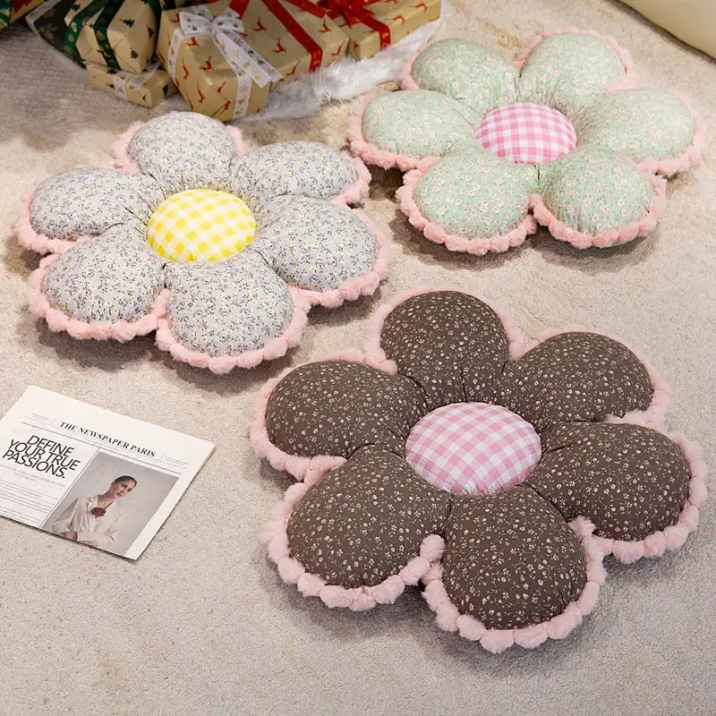 Floral Pattern Seat Cushion Comfortable Thick Pad, Soft Plush Backrest Pillow, Soft Padded Cushion, Essential for Living Room Bedroom, Girls' Favorite Gift, Home Decorative Cushion, Soft Cushions