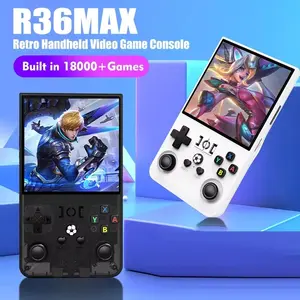 R36Max handheld game console, mini portable retro game console, 4.0-inch IPS video game player,  64GB TF card, installed 18000+games, Handheld Gaming Console