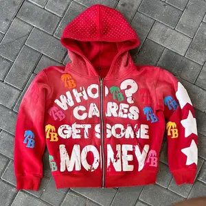 Y2K unisex oversized zip-up letter hoodie, Harajuku punk jacket