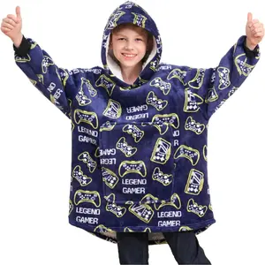 Game Controller Wearable Blanket Hoodie for Boys Gamer Oversized Hoodie for Kids