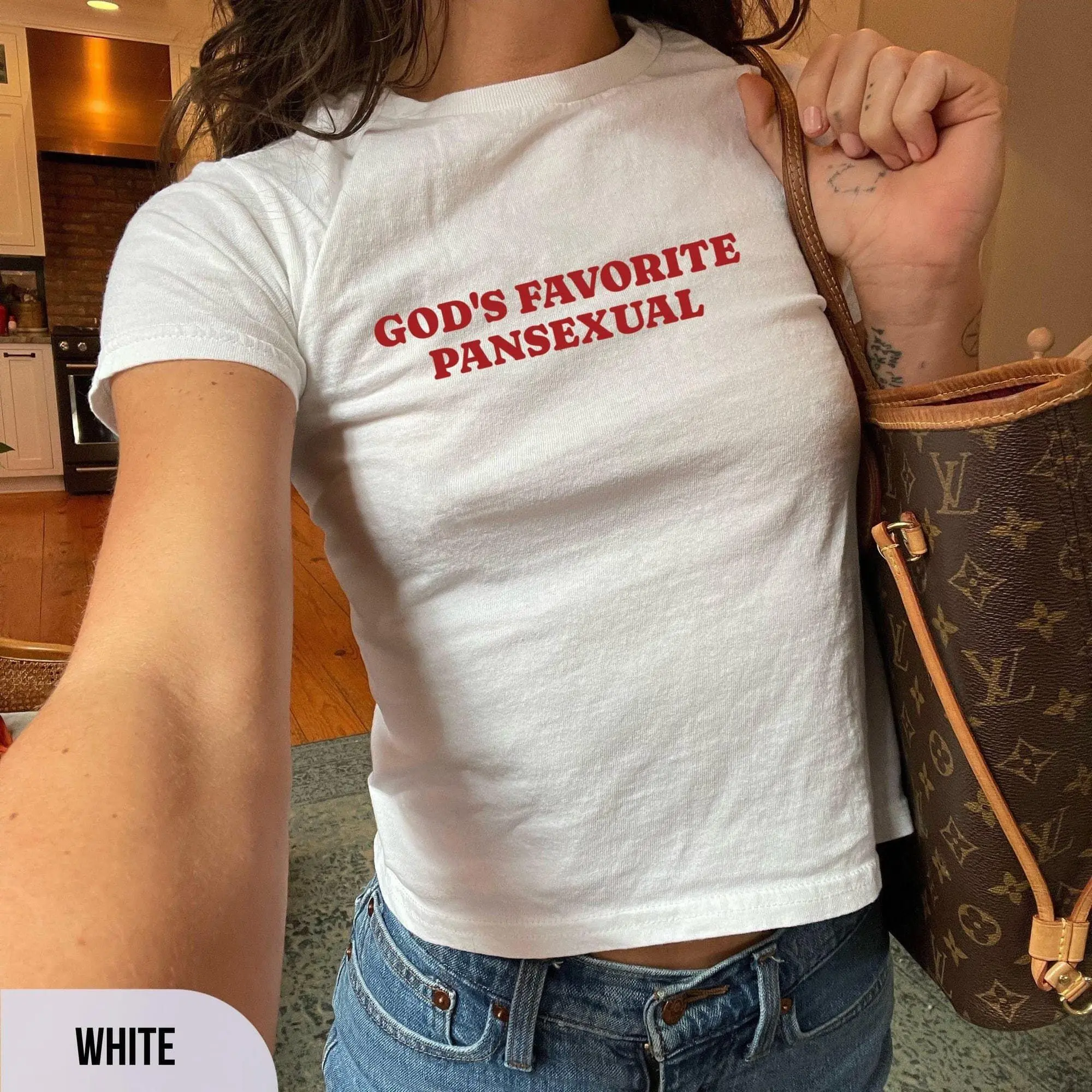 God's Favorite Pansexual Y2k Baby Tee, Funny Pansexual