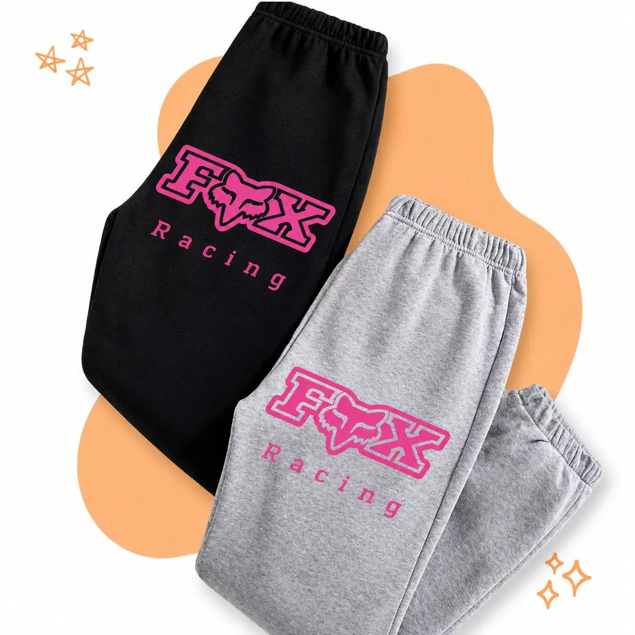Fox Racing Pink Logo Sweatpants for Women & Men – Y2K Graphic Baggy Joggers Sweatpants , Streetwear Biker Style, Unisex Gift, Trending 2026