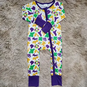 Baby Boys Camouflage Print Sleepwear - Long-Sleeve Crocodile Zipper Donut Sleeper Romper for Mardi Gras, Baby Boys Clothing Sleep Suit