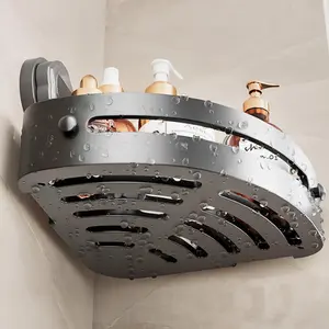 3-Pack Gun Abs Triangular Suction Cup Shower Caddy, 3-Tier Corner Shelves, No Drilling Bathroom Organizer, 40lbs Load Capacity, Bathroom Accessories Organizer