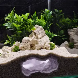 Fish Tank Small Fish Hideaway, 3D Printed Realistic Rock Cave, Climbing Pet Tank Landscaping Water Grass Bowl Decoration