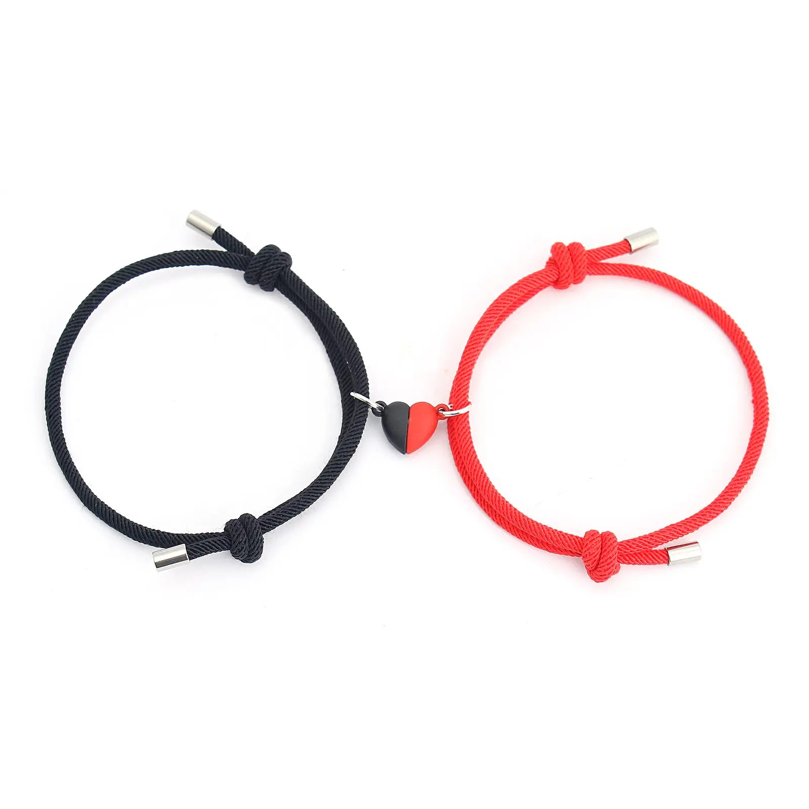 Cute Magnetic Heart Bracelets for Couples - Matching Set with Beading Detail on an Adjustable Braided Cord, Promise Gift, Adjustable Cord, Bangle, Anniversary, Gifts For Boyfriend, Love Gifts