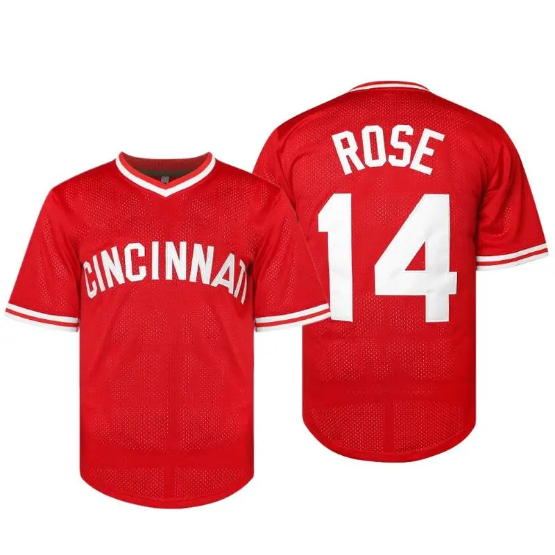 #14 Pete Rose Throwback Jersey – Cincinnati Grey Road Cooperstown-Style Baseball Jersey, Short-Sleeve V-Neck, Gift for Baseball Lovers