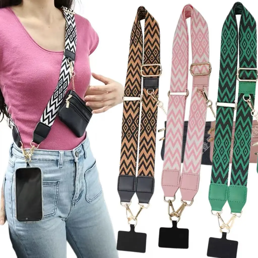 5 colors of retro striped mobile phone crossbody strap, Crossbody Lanyard, Phone accessories, multi-functional and adjustable, can be used for mobile phone pendant, backpack pendant, suitable for gifts for girlfriend