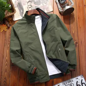 Men's Regular Fit Long Sleeve Solid Color Jacket - Double-Sided 2-Way Wear Fashion Coats, Business Casual Athletic Spring-Autumn Regular Fit Outerwear (Medium)