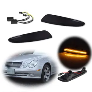 2pcs Smoked Amber LED Front Bumper Side Marker lamps Lights For 2003 2004 2005 2006 Mercedes W211 E-Class,Replace OEM A211 8200221, 211 820 01 21, 211 820 02 21