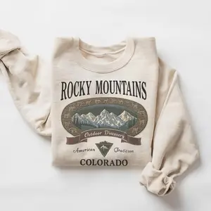 Retro Rocky Mountains Sweatshirt, Vintage 90s Colorado Graphic Crewneck, Mountain Pullover Gift, Nostalgia Hiking Old School Gift
