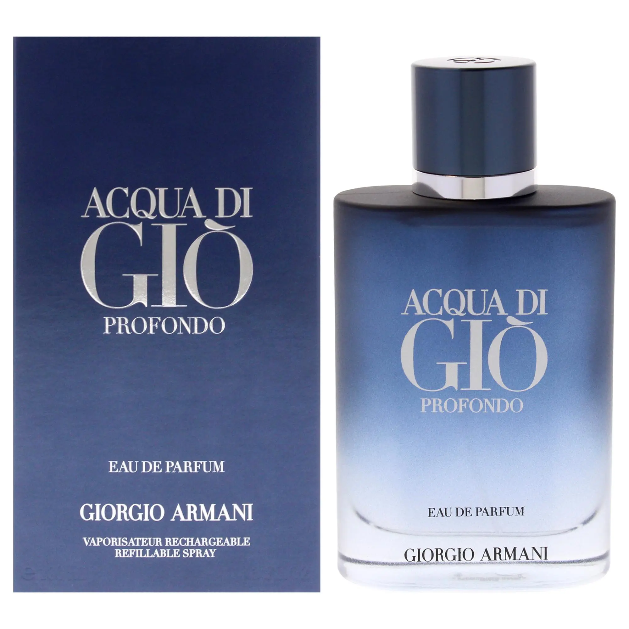 Giorgio Armani Acqua Di Gio Profondo Men's EDP Spray - 3.3 oz Standard Size, Classic Aroma, Long-Lasting, Refillable, Yes