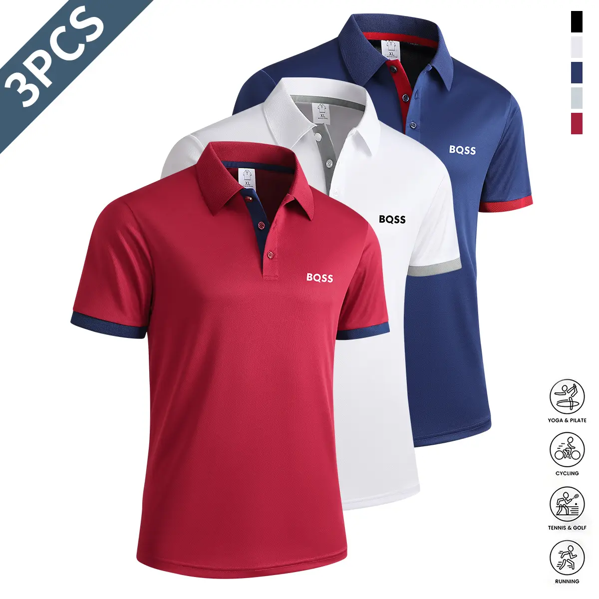 Wine Red + White + Navy Blue