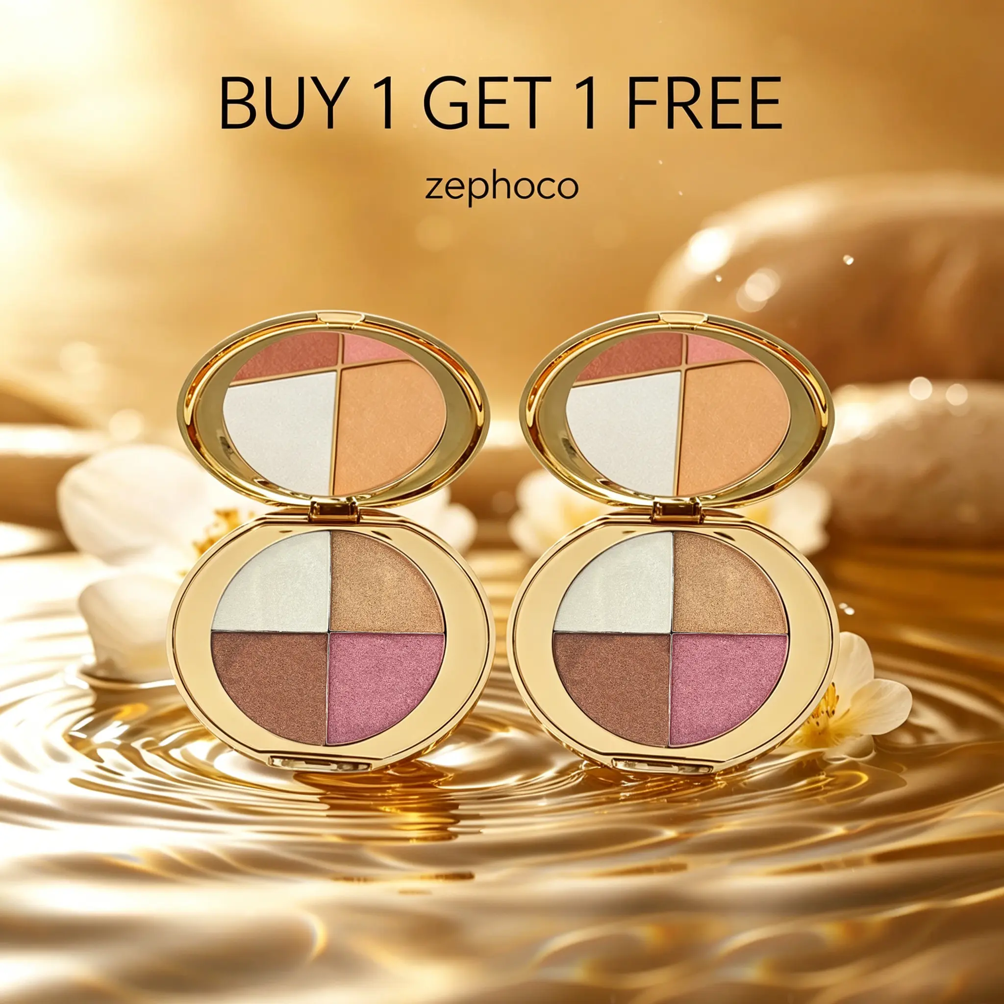 [Buy 1 Get 1 Free] Eye Shadow & Blush Palette,  zephoco Four-In-One Face Highlighter Glow, Multi-Functional Contour Blush and Gloss Powder, Long-Lasting Smooth Texture Makeup Set, Beauty Cosmetics Radiant bronzer bronze
