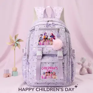 【Children's Day】1 pc, solid color backpack, women's backpack, Kpop style, printed with witch hunting group/celebrity pattern, zipper closure, fashionable and versatile, casual and trendy, suitable for school, sports, travel, and other occasions