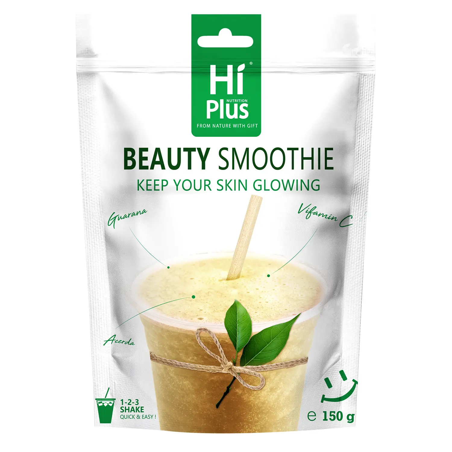 HiPlus Beauty Smoothie Daily Drink Mix - 150g Organic Vitamin Collagen Supplement, Lactose-Free Healthy Sodium-Free Grit Powder with Rosaroxburghii Fruit & Acerola Cherry Powder for Adult Glow Boost & Anti-Aging Support