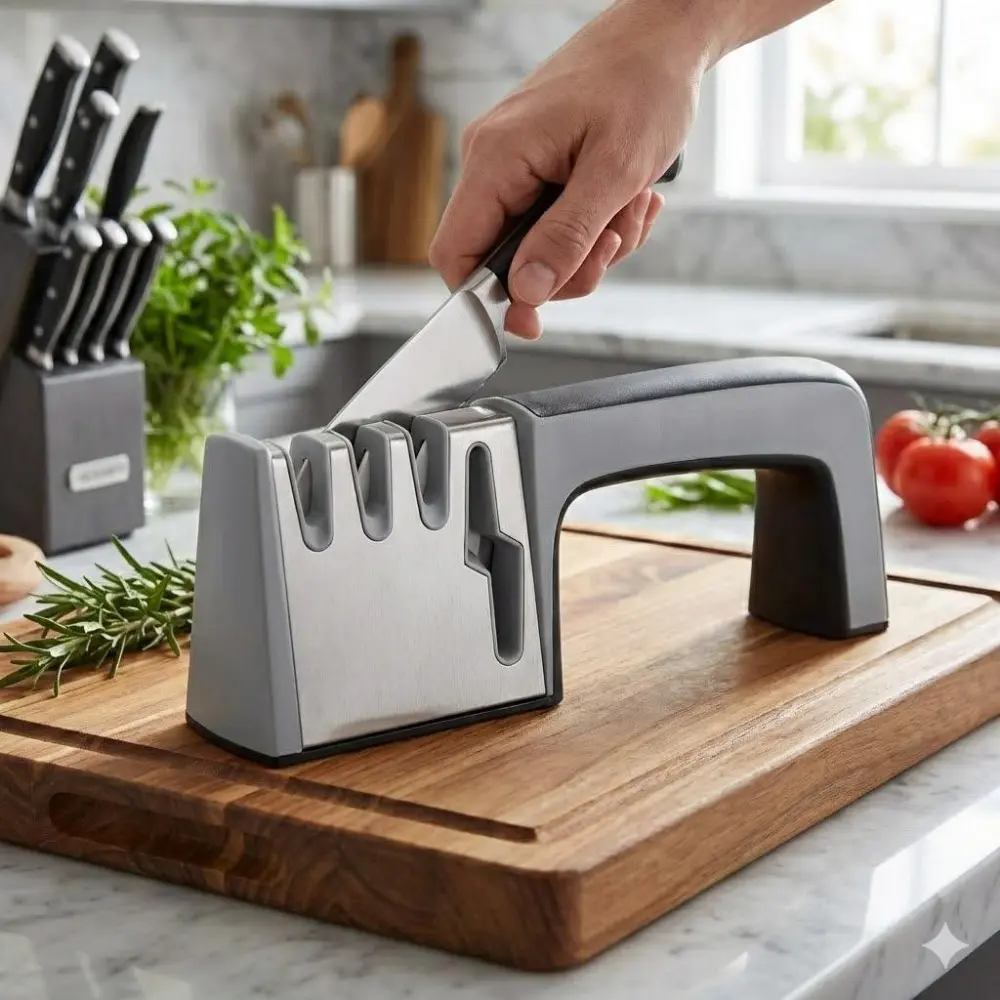 Professional Chef Knife Sharpener Kit Tungsten Diamond Ceramic Whetstone Portable Household Commercial Use Axe Scissors Restoration Tool Non-Slip Handle Multi-Stage Grinding Industrial Sharpening Stick