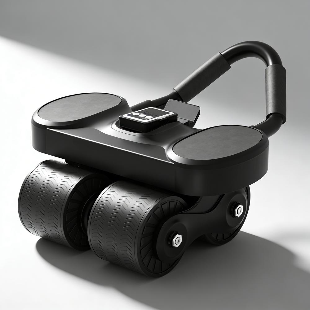 4 Wheel Ab Roller with Knee Mat & Timer 2026, Automatic Rebound Abdominal Wheel Elbow Support for Men Women