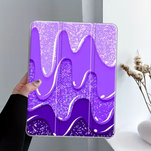 Y2K Purple Glitter Drip Dlow Design Tablet, Computer Case, Tablet Cover, Transparent Acrylic Hard Back Panel With Pencil Slot, Suitable for Ipad mini pro air, Scratch-resistant Protective Case, Protection, Suitable for Office Home, Accessories