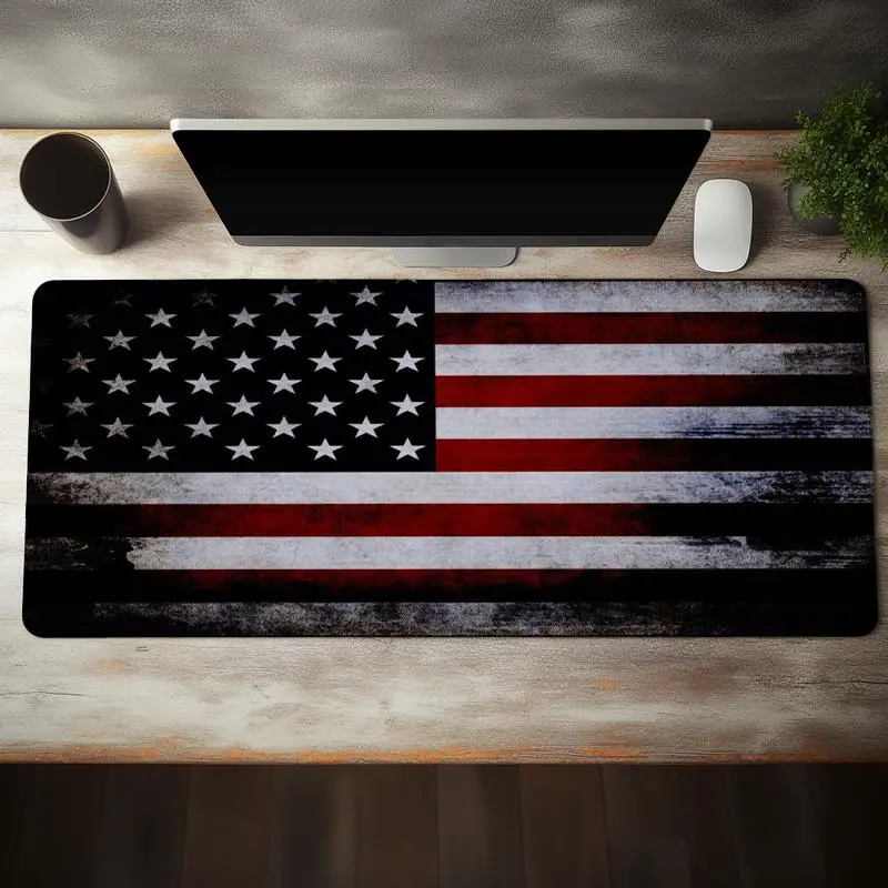 Flag Pattern Large Gaming Mouse Pad, 1 Count Multi-purpose Non-slip Rubber Base Stitched Edge Desk Pad for Desk Laptop Desktop, Computer Accessories for Home Office Game Gift, Office Desk Accessories, Gaming Desk Accessory, Extended Desk Pad