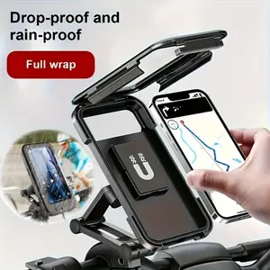 Phone Holder, Rainproof Bicycle, Motorcycle and Motorbike Phone Holder - Includes Small Hooks | with Screen Cover, ABS Material, Magnetic Design, Telescopic, Rainproof Bicycle and Electric Bike Navigation Holder, Motorcycle Accessories