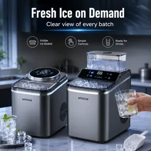 MREGB Portable Countertop Ice Maker Machine. Fast Automatic Bullet Ice Cube Maker, 9 Cubes in 6 Mins, 26 lbs Daily. Self-Cleaning Compact Ice Maker with Carry Handle for Home Kitchen, RV & Party. summervibes☀️