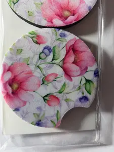 Pink floral car coasters Pink floral car coasters