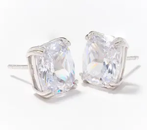 Diamonique x Jennifer Miller Large Cushion Stud Earrings, Sterling Silver