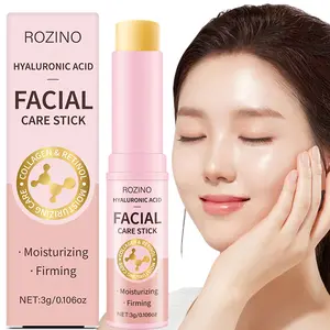 Rozino Hyaluronic Acid Collagen Retinol Face Care Stick 3g, Portable Gentle Moisturizing Firming Solid Essence Balm, Skincare for Dry Sensitive Skin