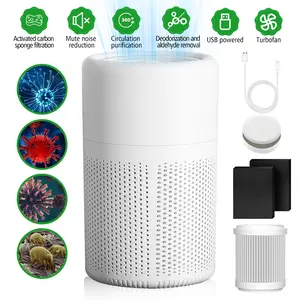 【FathersDayGift】Compact Desktop HEPA Filter Air Purifier - Quiet Portable Air Cleaner for Home, Office, Removes Pet Odors and Allergens