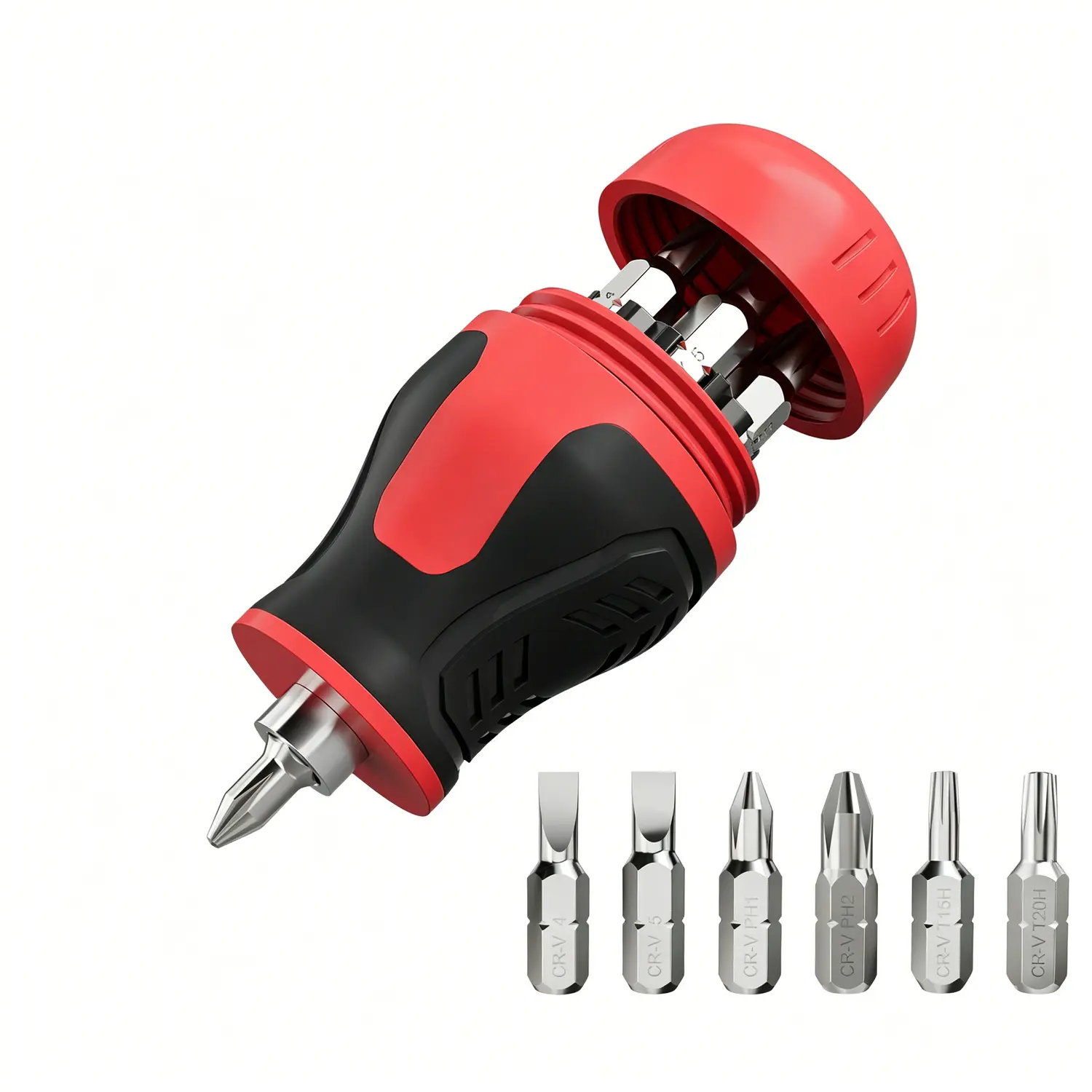 Humwam 8 in 1 Household Multi Screwdriver with 6 Standard Bits Phillips, Slotted, Torx, Handy Short Screwdriver with Magnetic End All Round One Piece Tool for Daily Fix Desks, Wardrobes, Racks