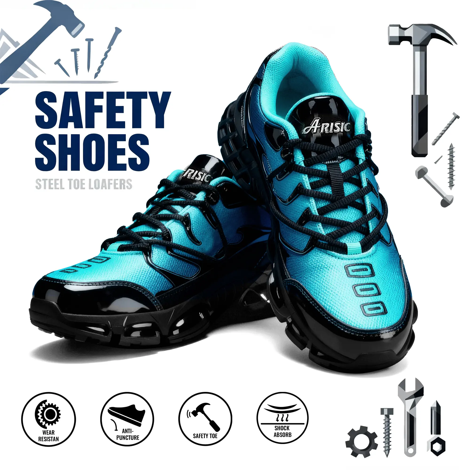 Arisic Steel Toe Protective Work Shoes for Men & Women, Lightweight Breathable Composite Toe Safety Sneakers for Outdoor Worker Use tiktokshopbacktoschool