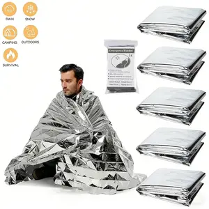 Reusable Emergency Blanket, Outdoor Insulated Waterproof Windproof Sunshade, Lightweight Foldable First Aid Camping Shawl