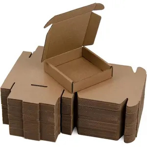 50 Pack 4x4x1 Inches Small Shipping Boxes, Brown Corrugated Cardboard Boxes for Moving Mailing Packing
