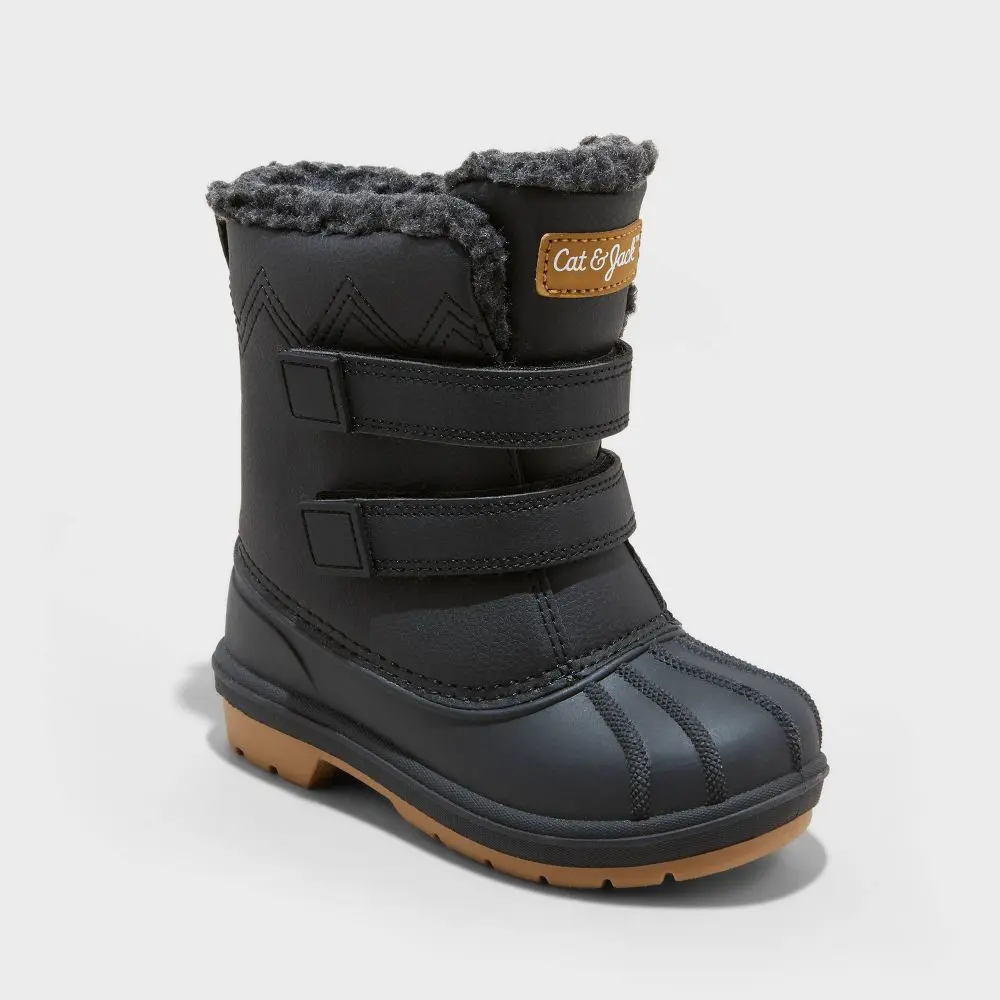 Cat & Jack Toddler Denver Waterproof Faux Fur Winter Boots - Black