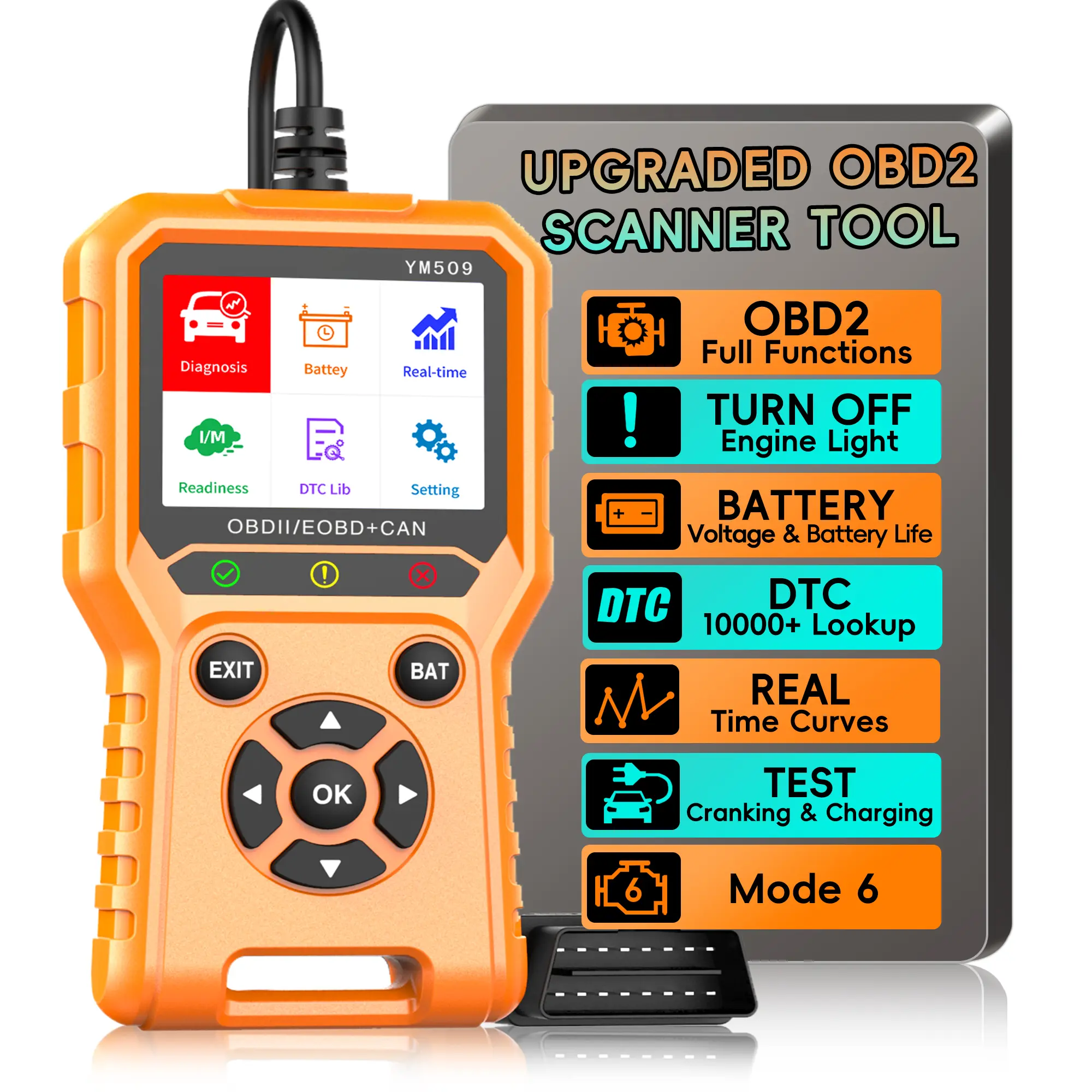 Car Code Reader with Color Screen, OBD2 Car CodeScanner, Car Engine Fault Diagnosis Tool, ProfessionalAutomotive Tools, Car Accessories