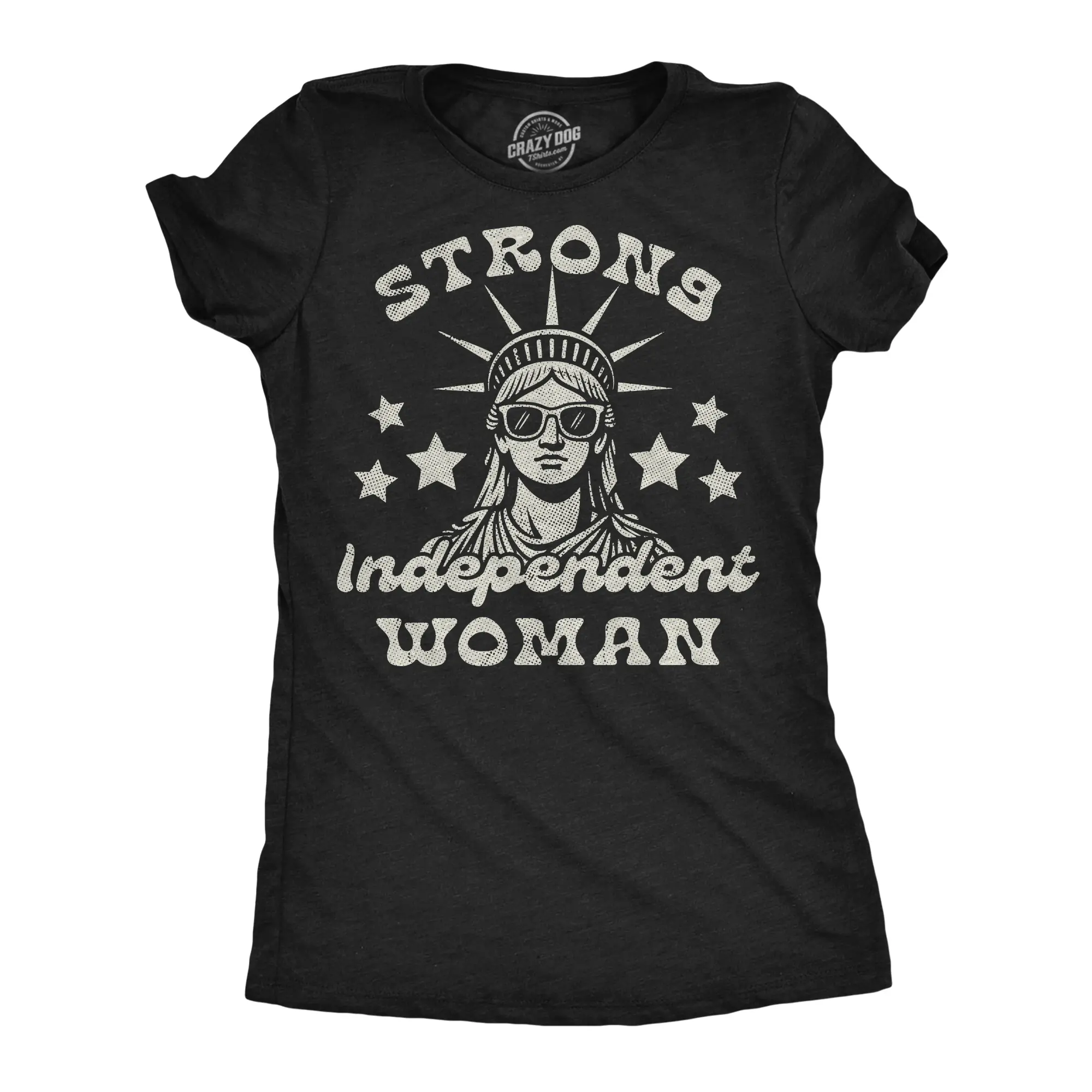 Womens Funny T Shirts Strong Independent Woman Sarcastic Fourth Of July Graphic Novelty Tee for Ladies Funny Womens T Shirts Cute Vintage Fashion Casual Ladies T-Shirt Gift Patriotic Tops for Women Funny Black -