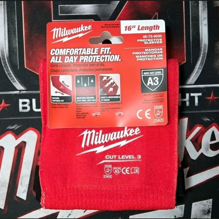 48-73-9031 18 in. Red 4-Way Stretch Cut 3 Resistant Protective Arm Sleeves