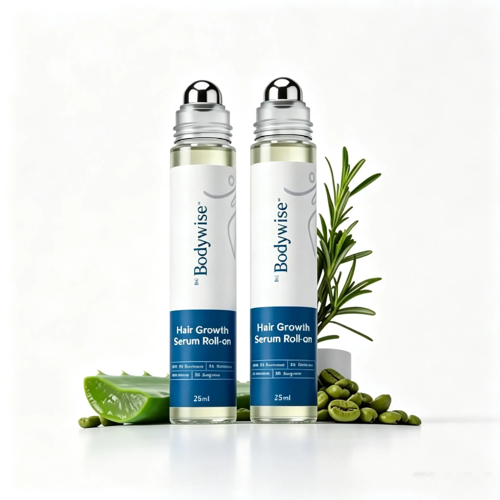 2 Bottles BeBodywise Advanced Hair Density Roll-On Serum 25 ml | 5% Saw Palmetto, 3% Rosemary, 1% Caffeine Herbasome & 3% Fenugreek | Scalp Serum for Reduced Hair Fall | Men & Women