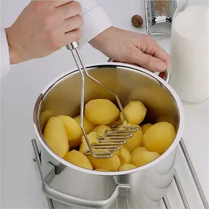 1pc Stainless Steel Potato Masher, Wave Potato Masher, Kitchen Gadgets, Portable