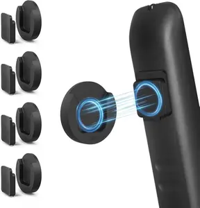 Magnetic Remote Control Holder Wall Mount, 4 Pack Upgraded Organizers Storage Self-Adhesive TV Remote Holder for Back of TV for RV, Halloween (Black) Lightweight Plastic