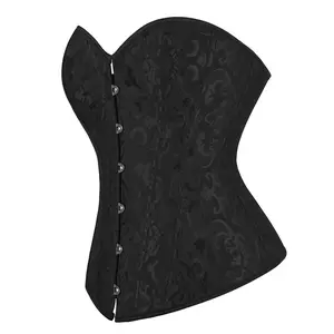 Women's Bustier Corset Top Sexy Lingerie Sets Black Satin Waist Cincher Halloween Gothic Party Outfit Clothes Costumes 2340-D1